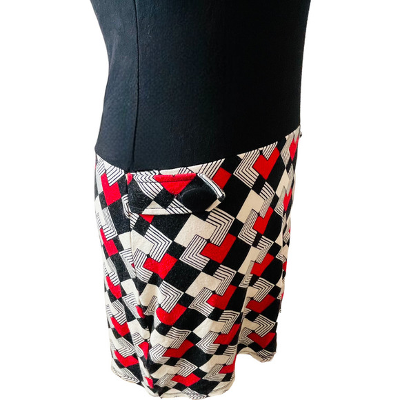 Loft women's black red white geometric print drop waist shift dress size 0P - Picture 8 of 8